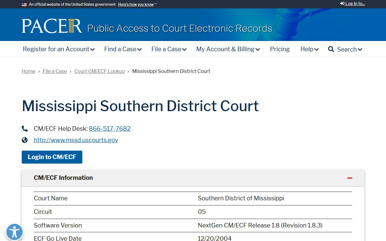 PACER court lookup for Pike County federal court dockets
