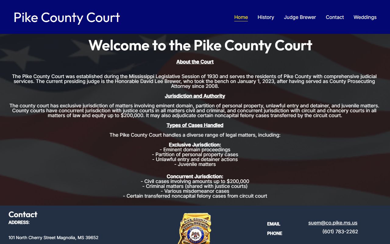 Pike County Court official site outlining court records and jurisdiction