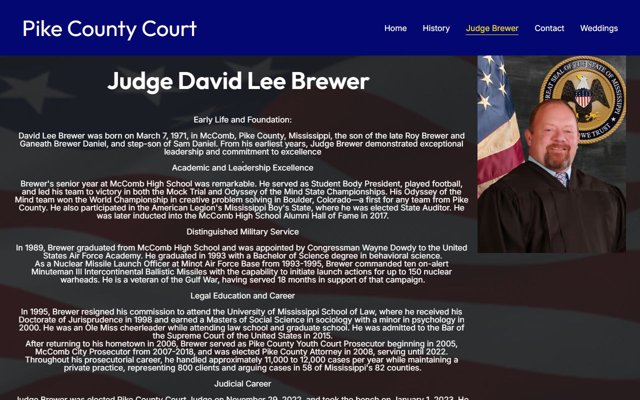 Pike County Court Judge David Lee Brewer biography and court records background