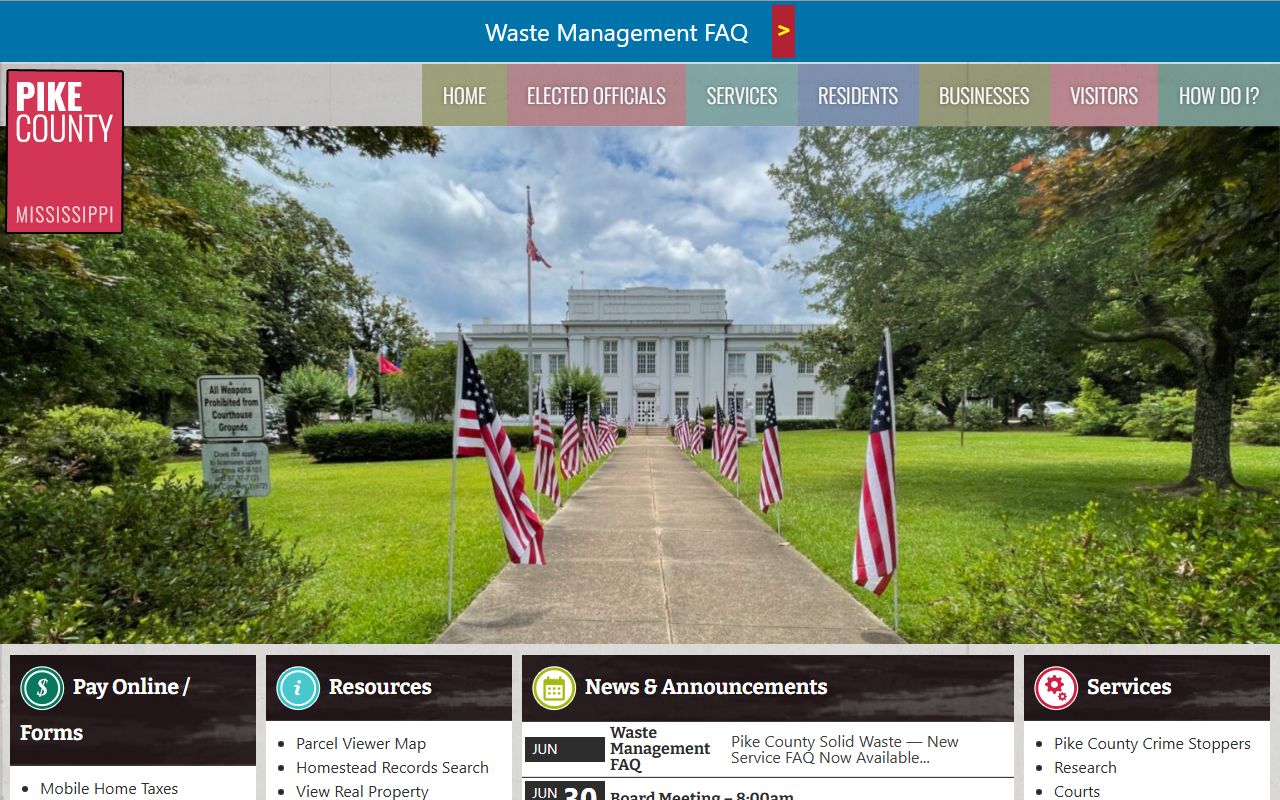 Pike County official homepage with court records and case lookup links