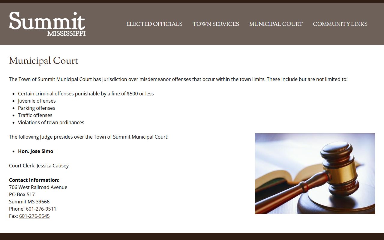 Pike County traffic court records venue at the Summit Municipal Court page