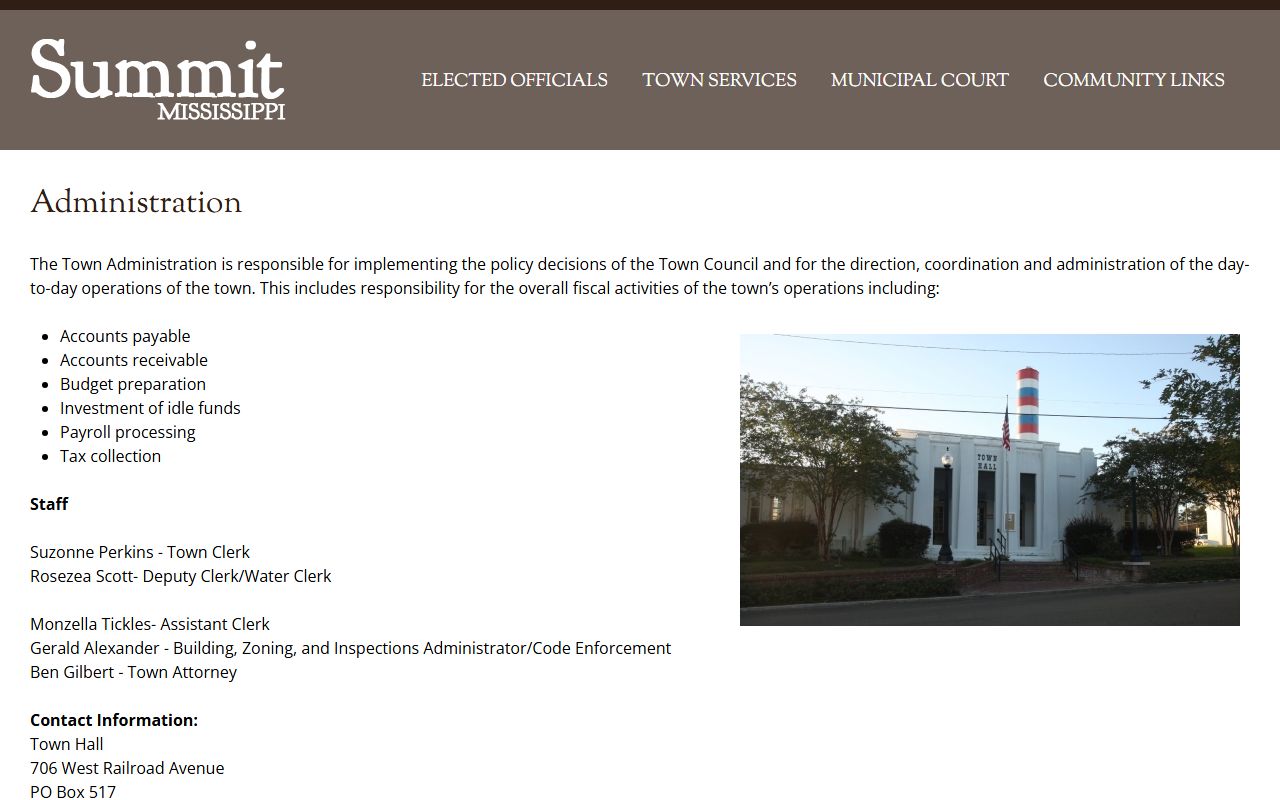 Pike County traffic court records support through the Summit town administration page