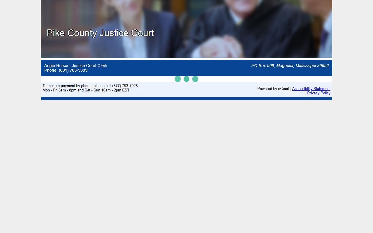 Pike County traffic court records payment through the Justice Court nCourt page